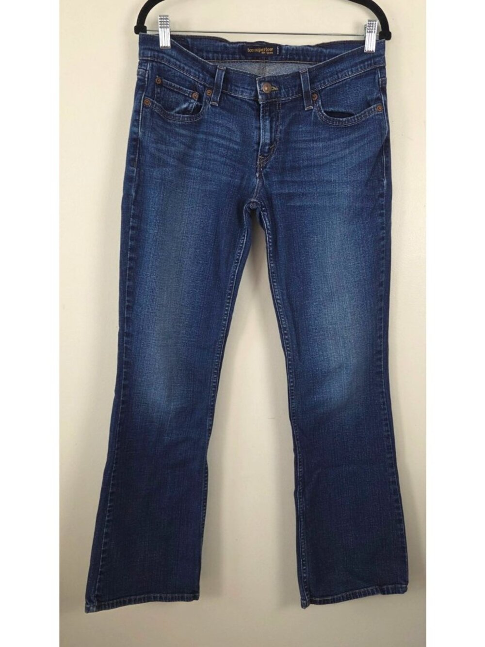 Levis 524 Size 11 Too Superlow Womens Bootcut Jeans Medium Wash Stretch Denim